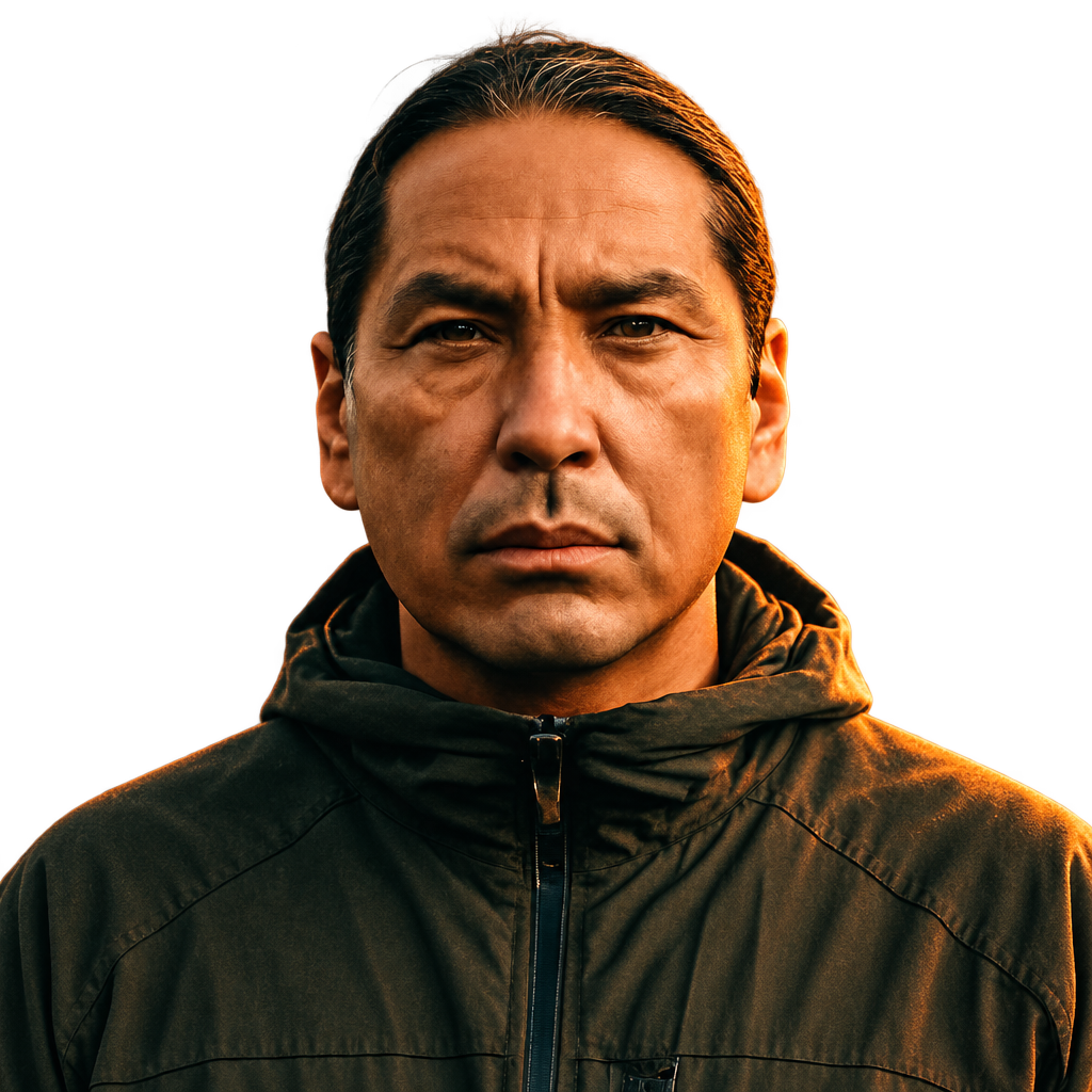 Stylized portrait of Travis Redcloud